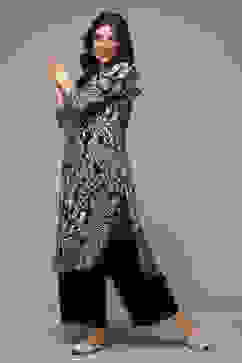 Black LIVA Straight Printed 2 Piece Set image number 0