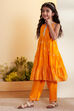 Orange Printed Cotton Tiered Kurta Set image number 3