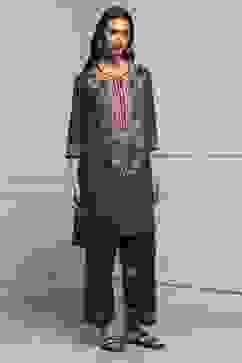 Blue Cotton Printed Straight Kurta Set image number 5