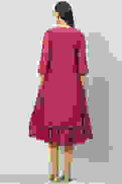 Plum Art Silk Straight Embroidered Kurta image number 4