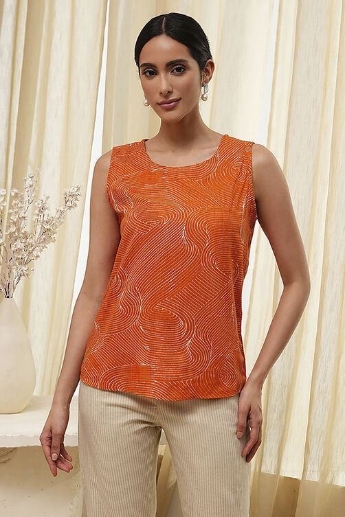 Orange Printed Straight Jacket image number 7