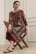 Black and Rust Printed Straight Kurta