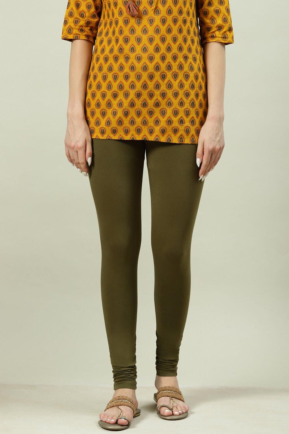 Camel Cotton Blend Solid Churidar image number 0