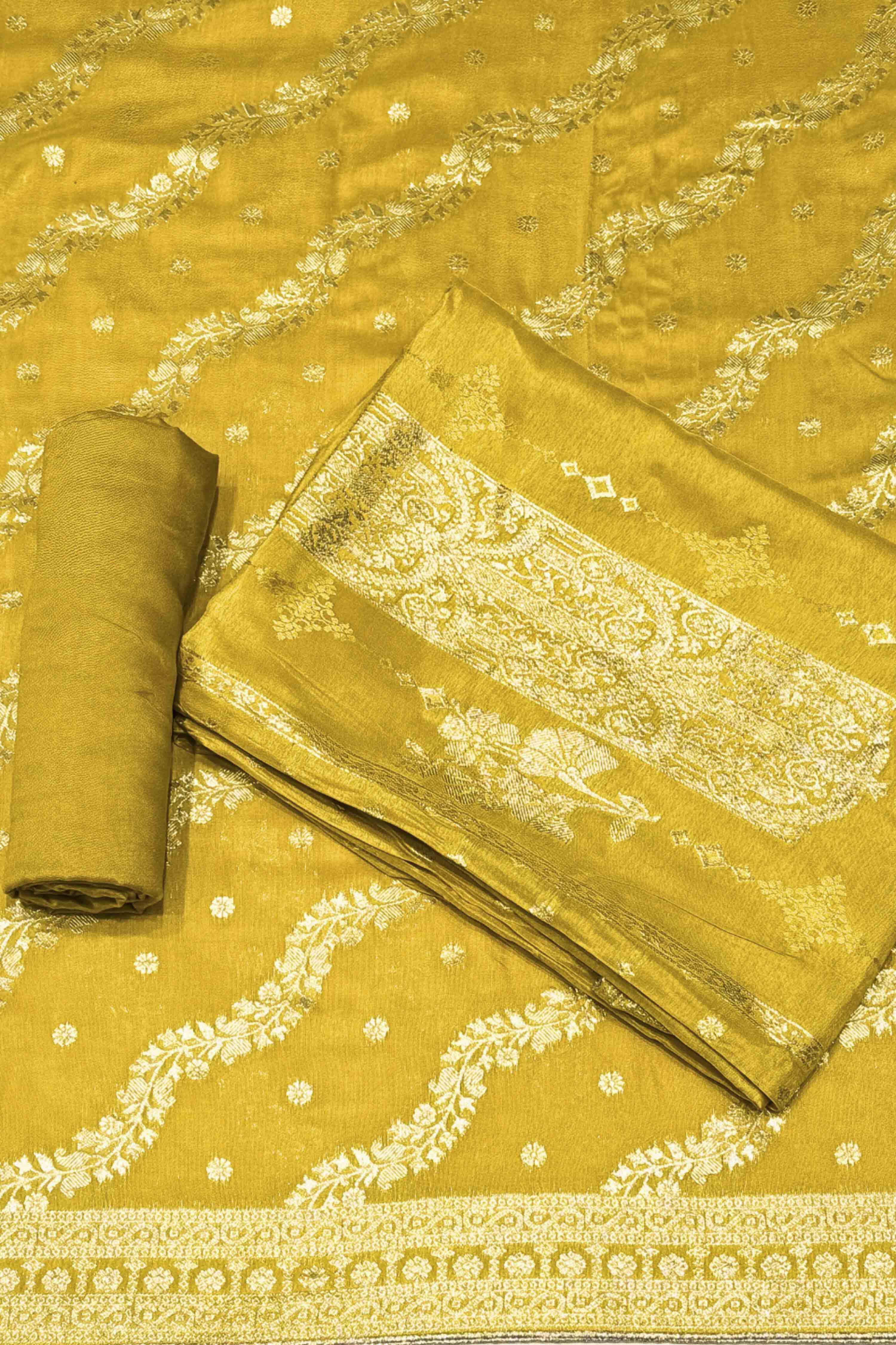 Purple Jacquard Traditional Weaving Unstitched Suit Set image number 0