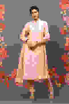 Rohit Bal Peach Cotton Blend Straight Kurta Suit Set image number 7