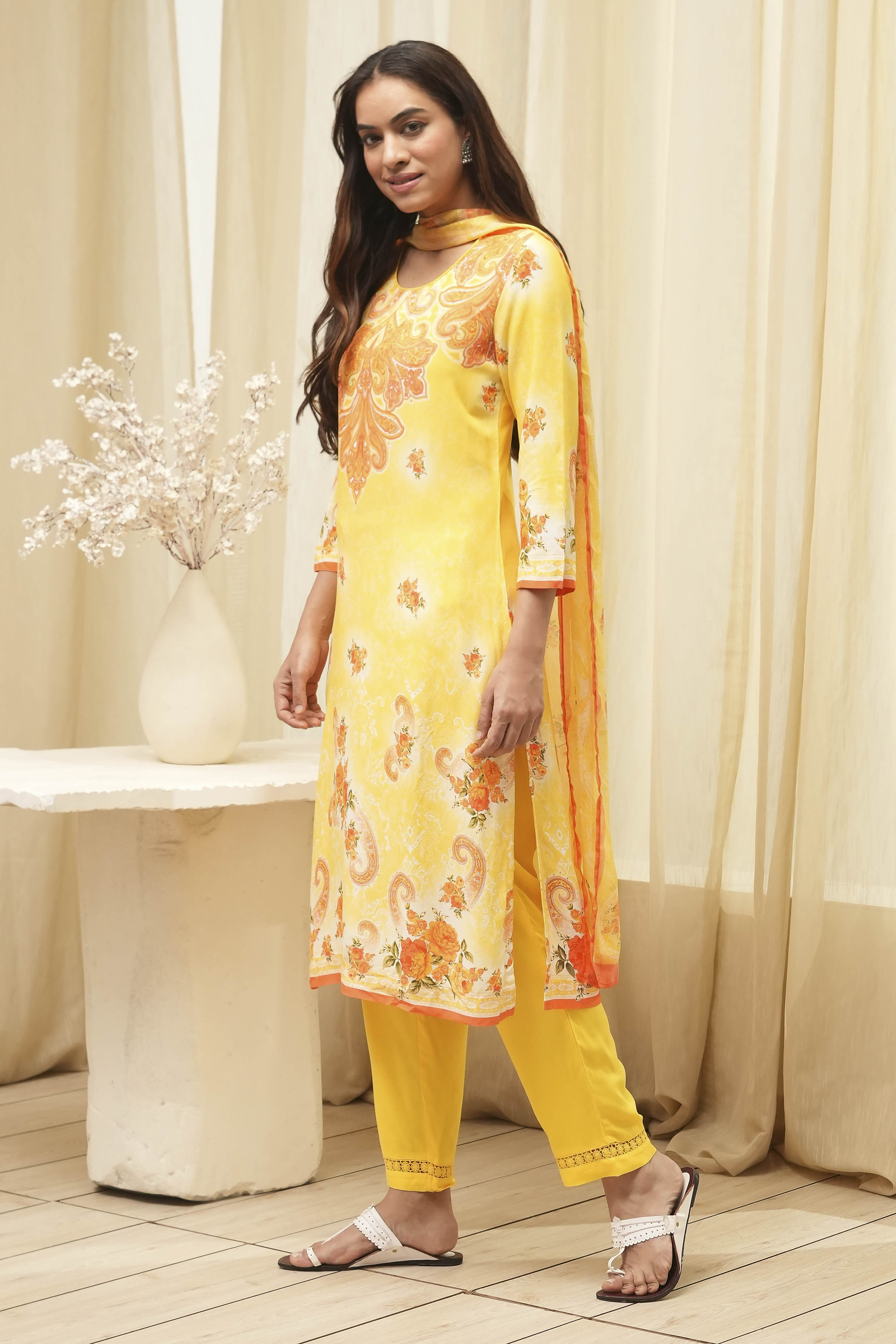 Light Blue Rayon Straight Kurta Regular Pants Suit Set image number 3