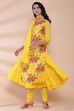Yellow Cotton Double Layered Kurta Churidar Suit Set image number 0