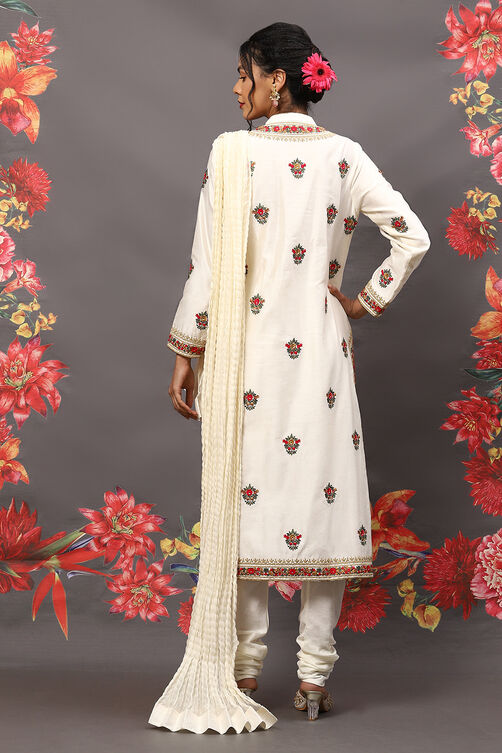 Rohit Bal Black Cotton Blend Straight Kurta Suit Set image number 4