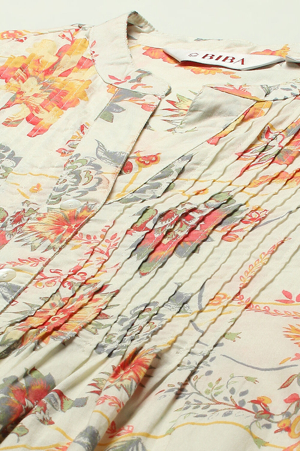 Off White Cotton Straight Kurti image number 1