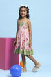 Pink Printed Strappy Tiered Dress image number 2