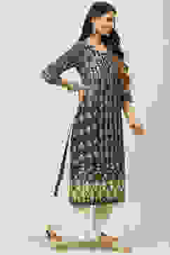 Indigo Straight Kurta image number 3