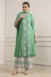 Green Cotton A-Line Printed Suit Set image number 3