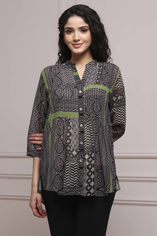 Natural Black Art Silk Straight Kurta image number 5