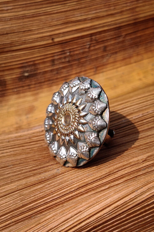 Two Tone Metallic Silver Ring image number 0