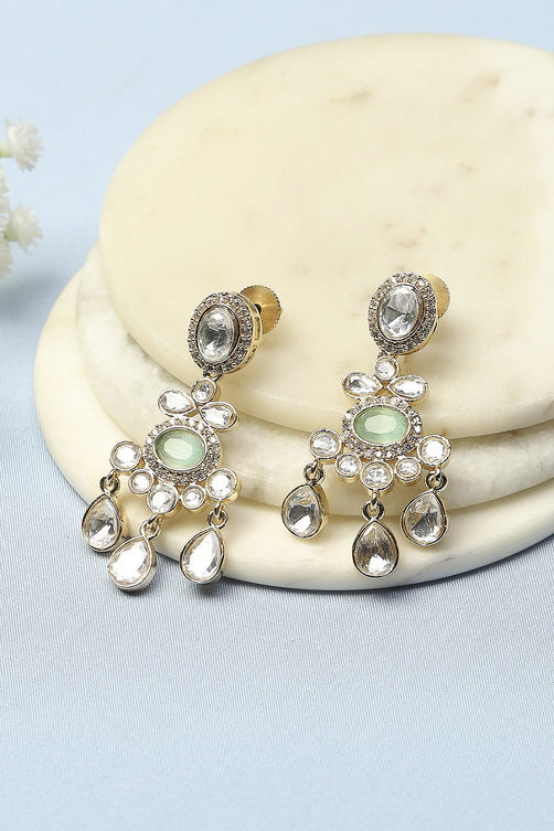 Mint Green Kundan Festive Drop & Danglers image number 0