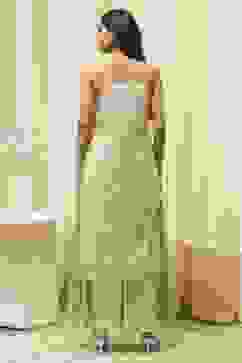 Green Cotton Floral Strappy Straight Suit Set image number 5