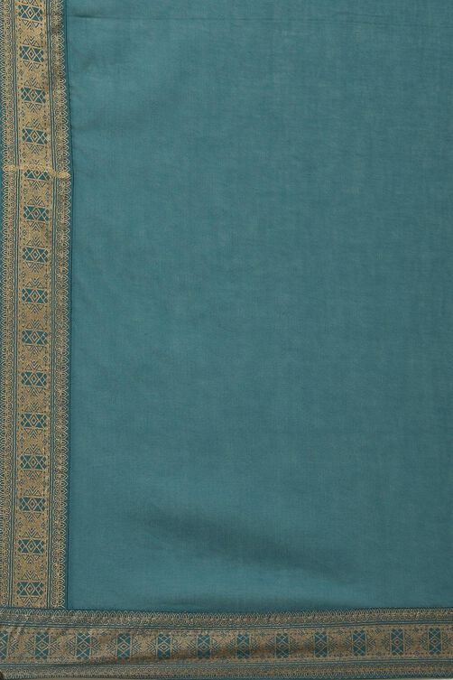 Bottle Blue Printed Cotton Straight Suit Set image number 3