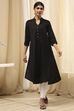 Burgundy Cotton Blend Solid Straight Kurta image number 5