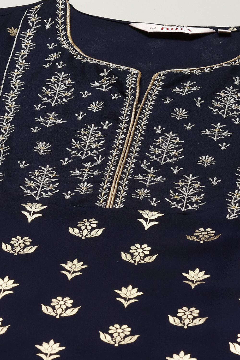 Navy Blue Rayon flax Straight Kurta Palazzo Suit Set image number 1