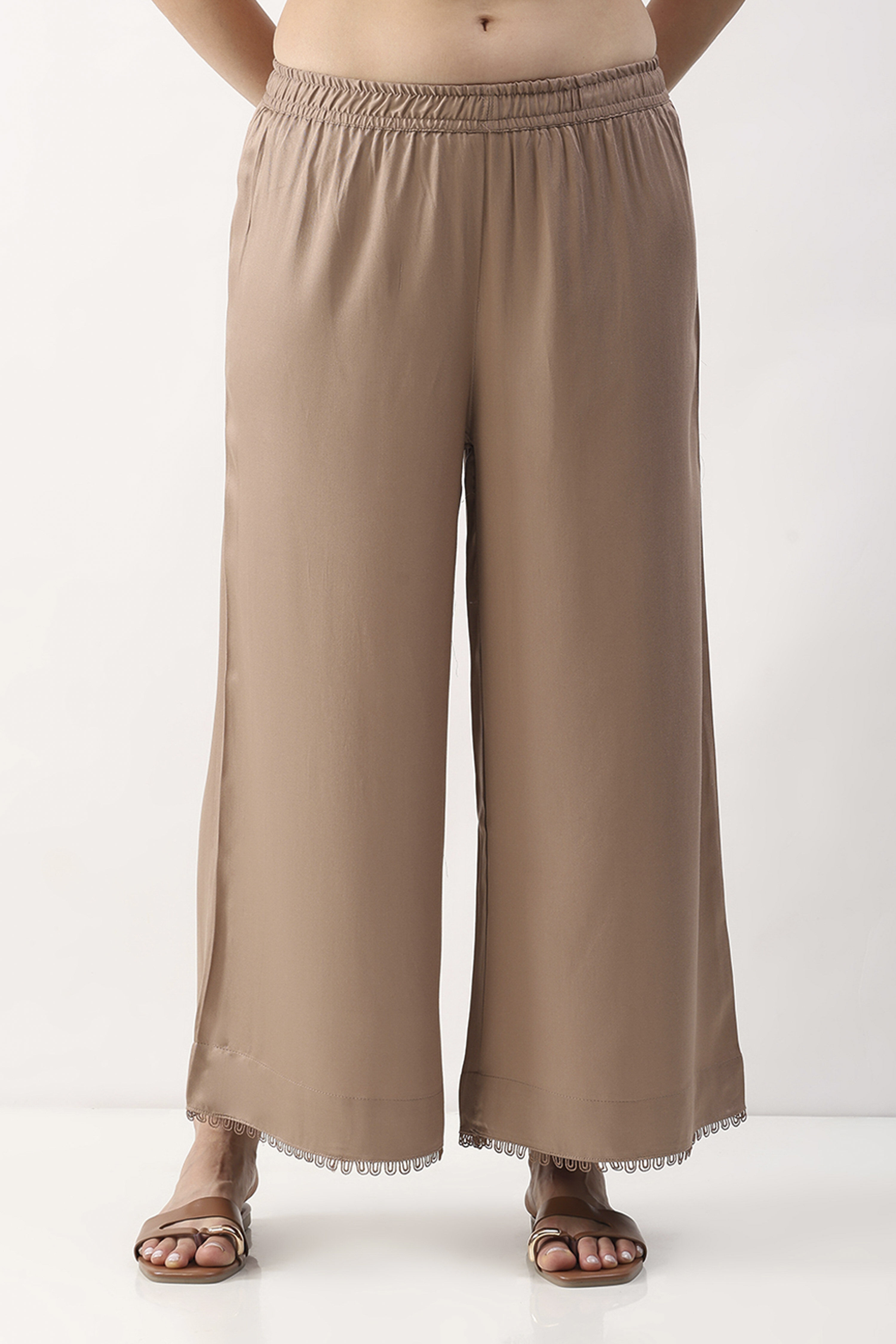 Blush Pink Viscose Rayon Flared Palazzo image number 4