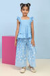Blue Cotton Printed A-line Suit Set image number 6
