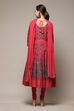 Green Cotton Anarkali Kurta Churidar Suit Set image number 4