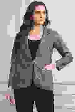 Grey Poly Viscose Straight Printed Jacket image number 5