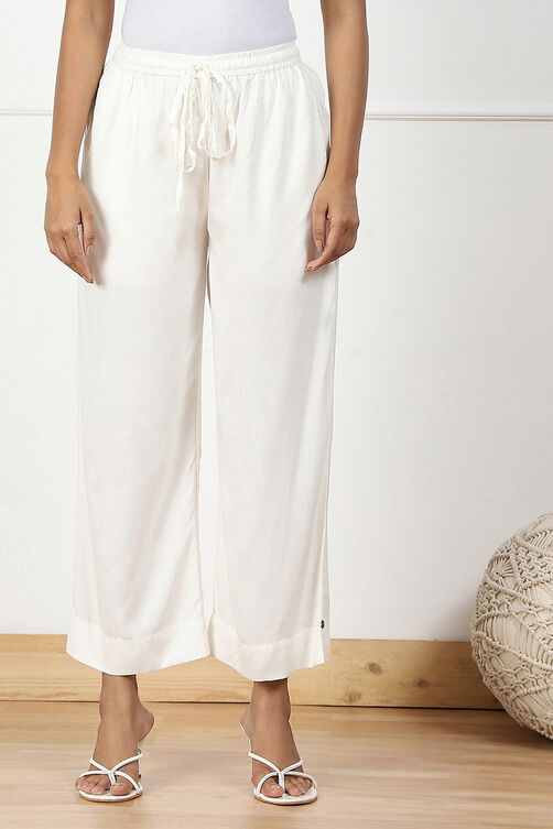 Navy Rayon Palazzo Pants image number 4
