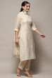 Off White Tissue Unstitched Suit set image number 7
