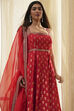 Red Yarn-Dyed Strappy Anarkali Suit Set image number 7