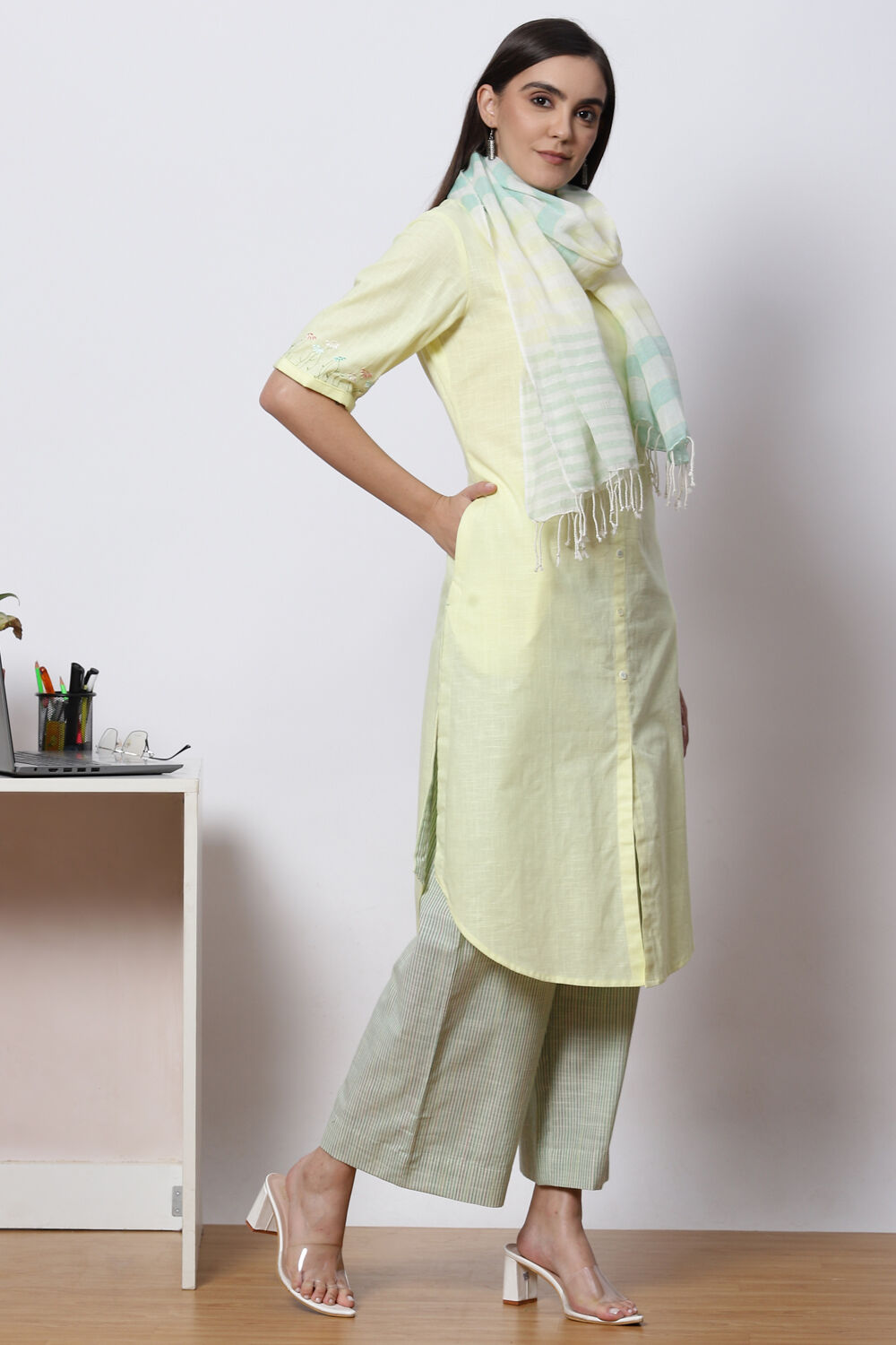 Lemon and Mint Cotton Fusion Wear Set image number 6