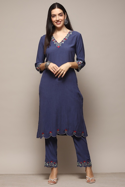 Pink Poly Viscose Straight Suit Set image number 6