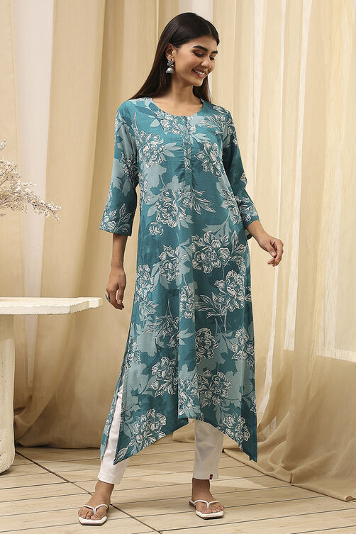 Blue Rayon Viscose  Kurta image number 5