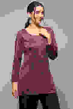 Red Poly Cotton Straight Printed Kurti image number 4