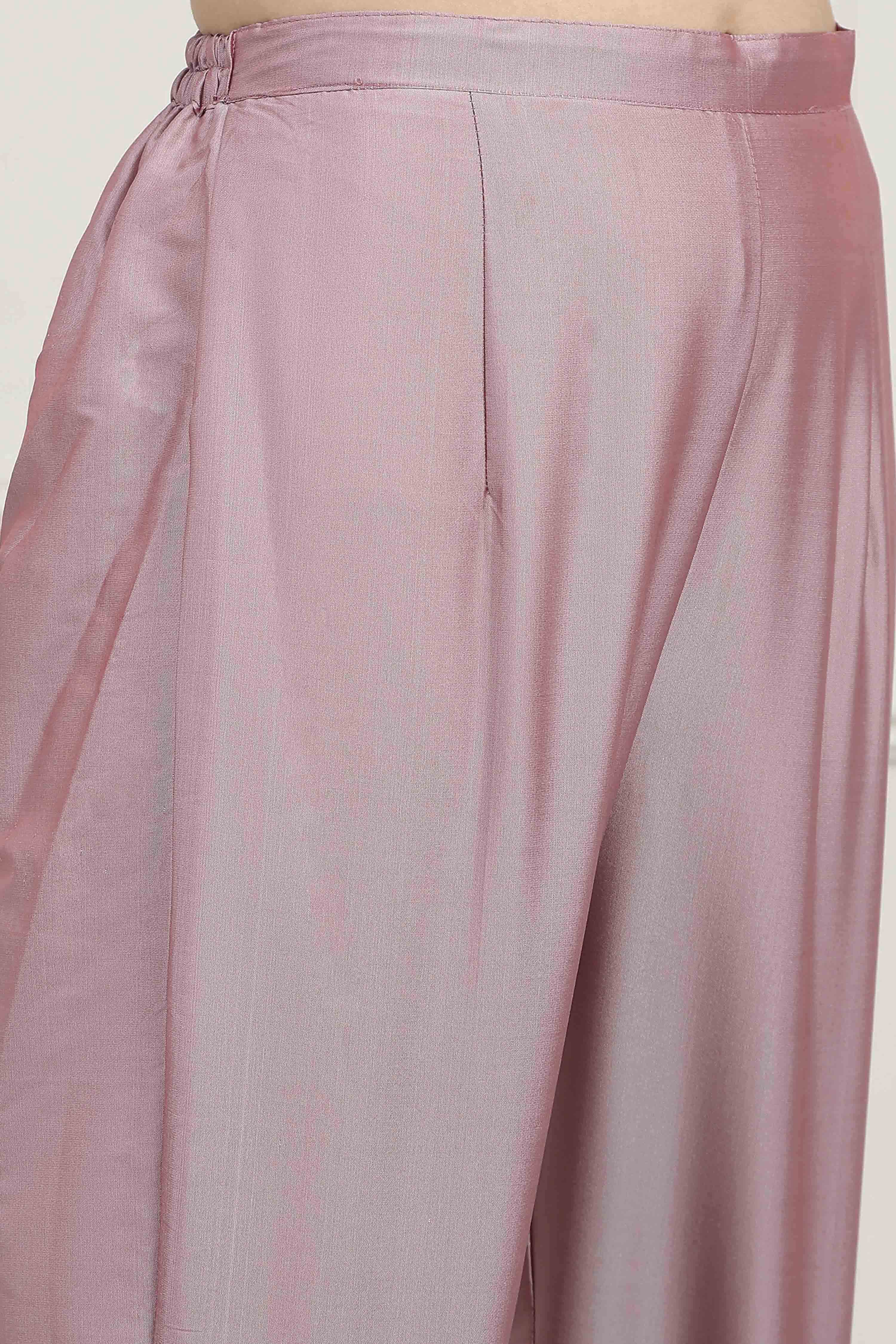 Purple Silk Blend Banarasi Unstitched Suit Set image number 3