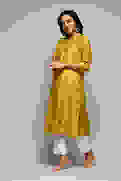 Neon Green Poly Viscose Straight Yarndyed Kurta image number 2