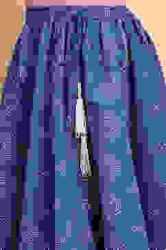 Blue-White Poly Chanderi Short Straight Lehenga Set image number 2