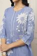 Blue Cotton Floral Printed Straight Suit Set image number 1