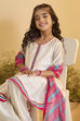 White Viscose Blend Peplum Kurta Set image number 1