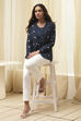 Navy Cotton Straight Yarndyed 2 Piece Set image number 0