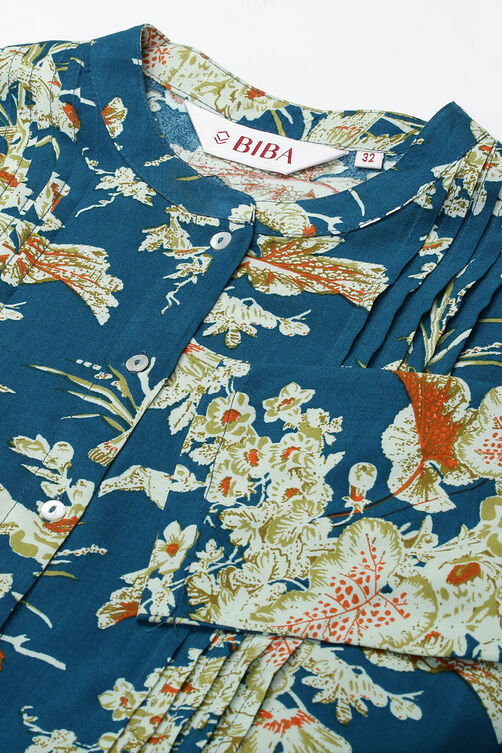 Peach Rayon A-line Printed Kurta Dress image number 1