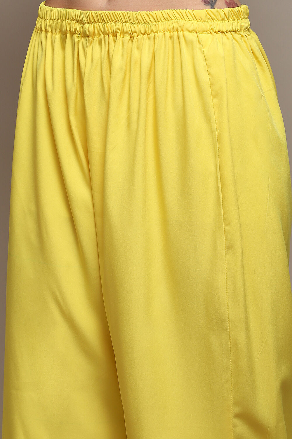 Yellow Silk Blend Digital Print Unstitched Suit Set image number 3