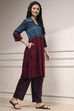 Teal Viscose Rayon Straight Printed Kurta Pants Set image number 5