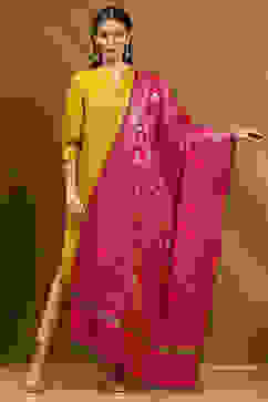 Magenta Polyester Dupatta image number 4