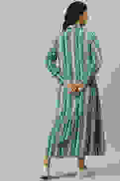 Blue Rayon Flared Printed Dress image number 4