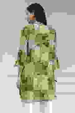 Olive Green Pleated Straight Short Kurta image number 3