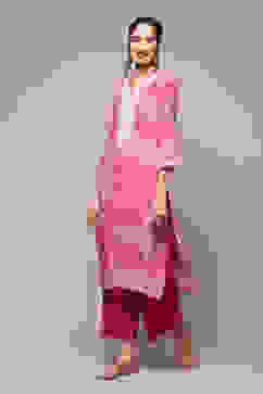 Deep Fuchsia LIVA Straight Printed Kurta image number 0