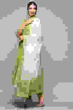 Green Cotton Anarkali Printed Kurta Churidar Suit Set image number 4