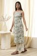 Green Cotton Floral Strappy Straight Kurta Set image number 3