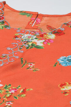 Orange Art Silk Straight Kurta Regular Pants Suit Set image number 1